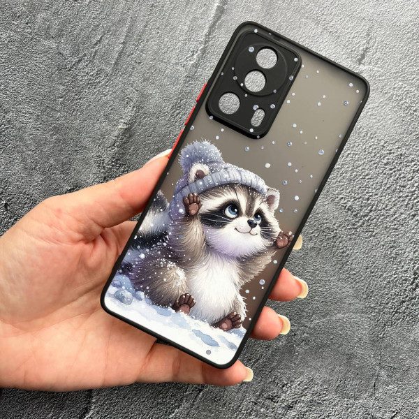 Чохол для Xiaomi 13 Lite з захистом камери новорічний зимовий єнотик