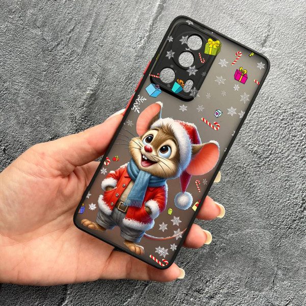 Чохол для Xiaomi 13 Lite з захистом камери новорічний мишеня в костюмі санти