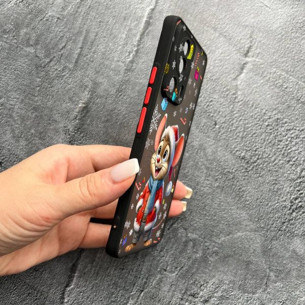 Чохол для Xiaomi 13 Lite з захистом камери новорічний мишеня в костюмі санти