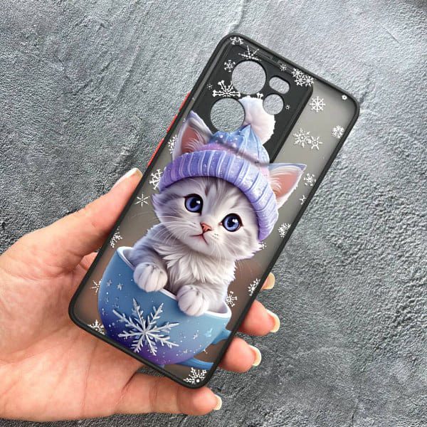 Чохол для Xiaomi 13T / 13T Pro з захистом камери новорічний кошеня в чашці