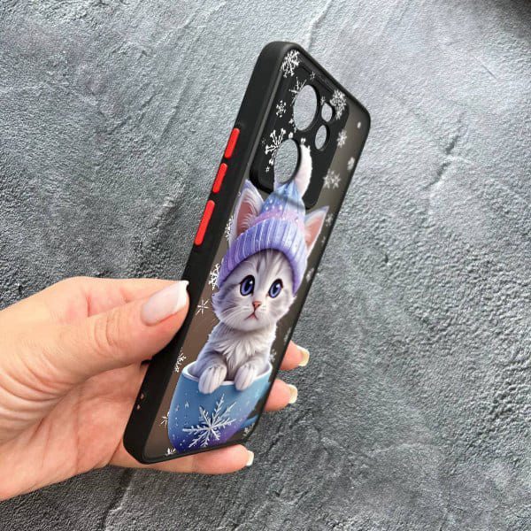 Чохол для Xiaomi 13T / 13T Pro з захистом камери новорічний кошеня в чашці