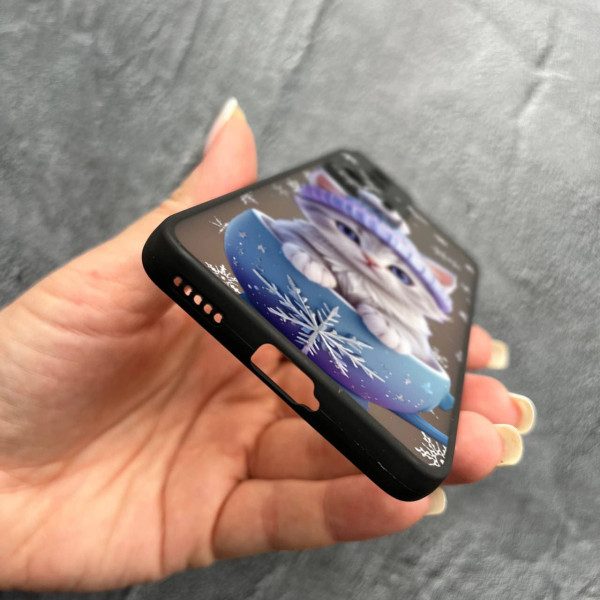 Чехол для Xiaomi 13 Lite с защитой камеры новогодний котенок в чашке