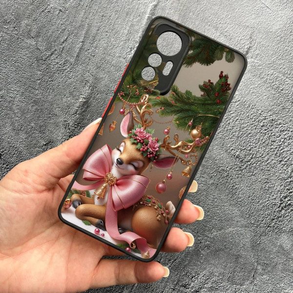Чохол для Xiaomi 12 Lite новорічний з захистом камери Різдвяне оленятко