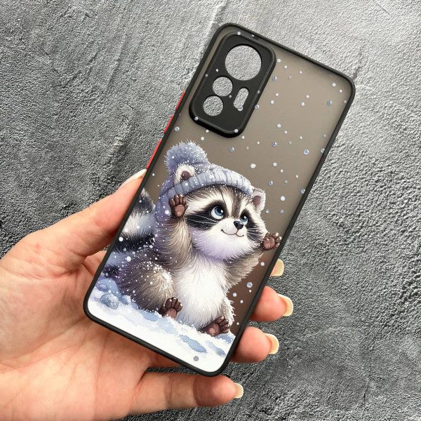 Чохол для Xiaomi 12 Lite з захистом камери новорічний зимовий єнотик