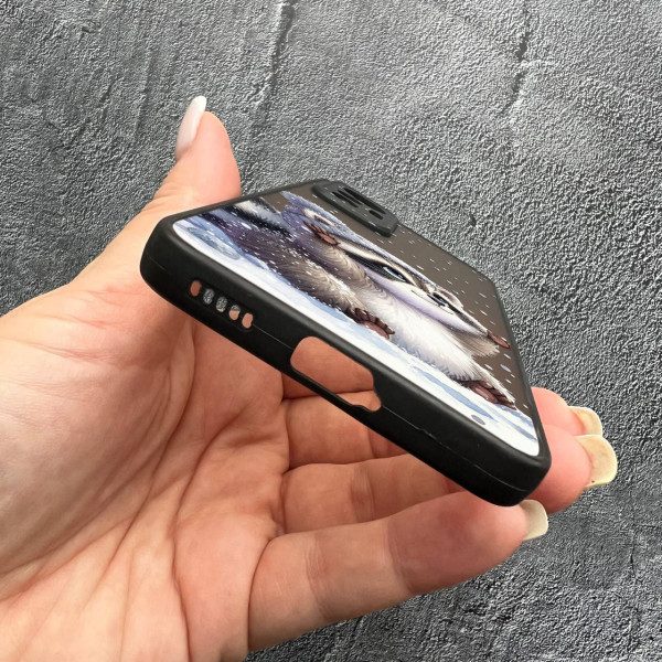 Чехол для Xiaomi 12 Lite с защитой камеры новогодний зимний енотик