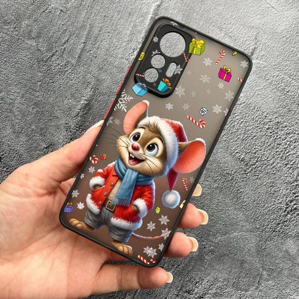 Чохол для Xiaomi 12 Lite з захистом камери новорічний мишеня в костюмі санти