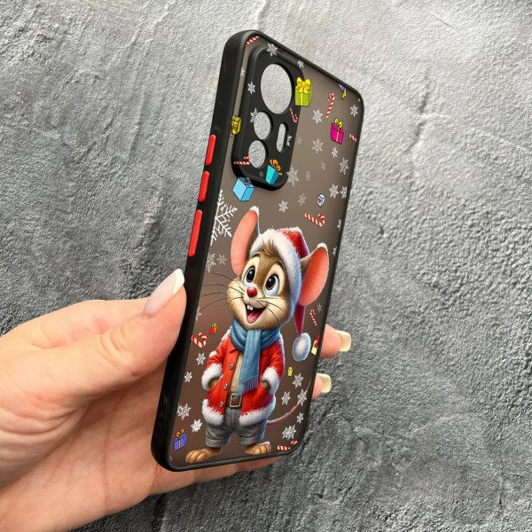 Чохол для Xiaomi 12 Lite з захистом камери новорічний мишеня в костюмі санти