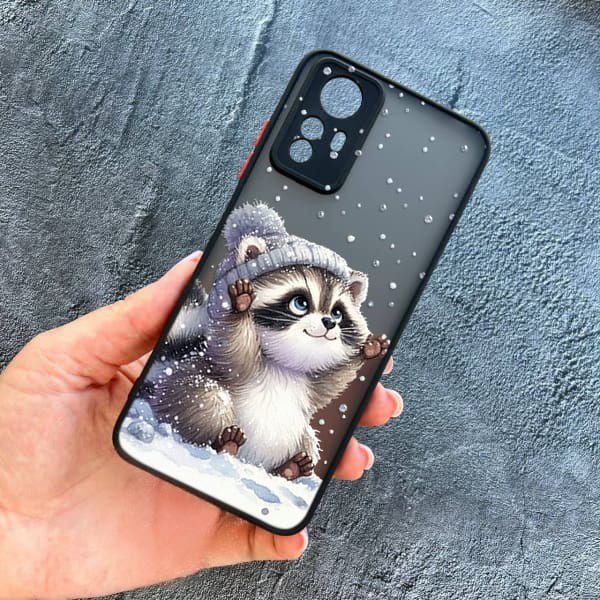 Чохол для Xiaomi 12 / 12x / 12s з захистом камери новорічний зимовий єнотик