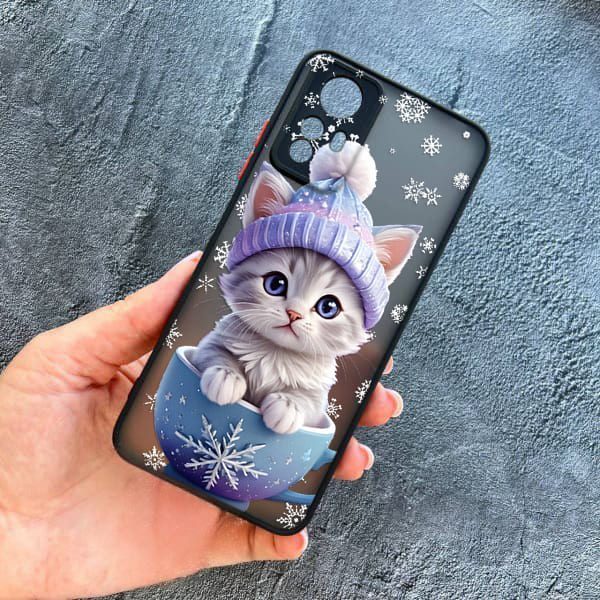 Чохол для Xiaomi 12 / 12x / 12s з захистом камери новорічний кошеня в чашці