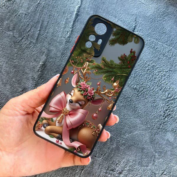Чехол для Xiaomi 12 / 12x / 12s новогодний с защитой камеры Рождественский олененок