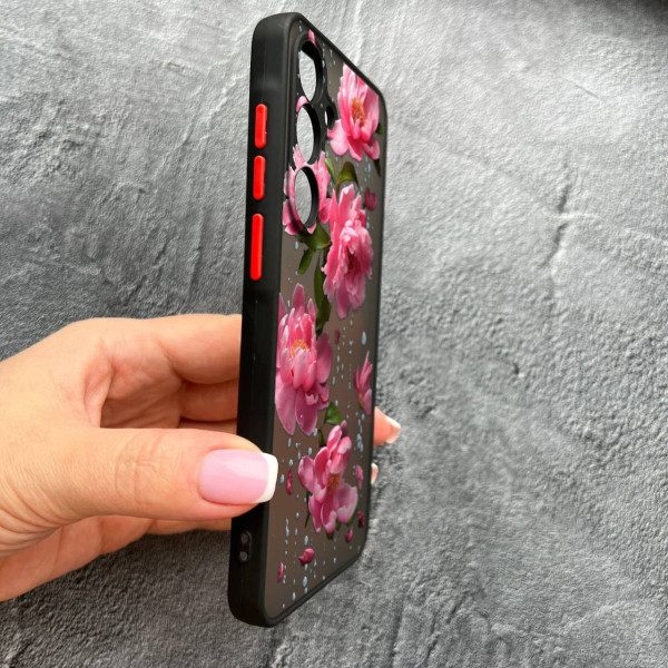 Чехол для Samsung Galaxy S25FE с защитой камеры с цветами и дождем