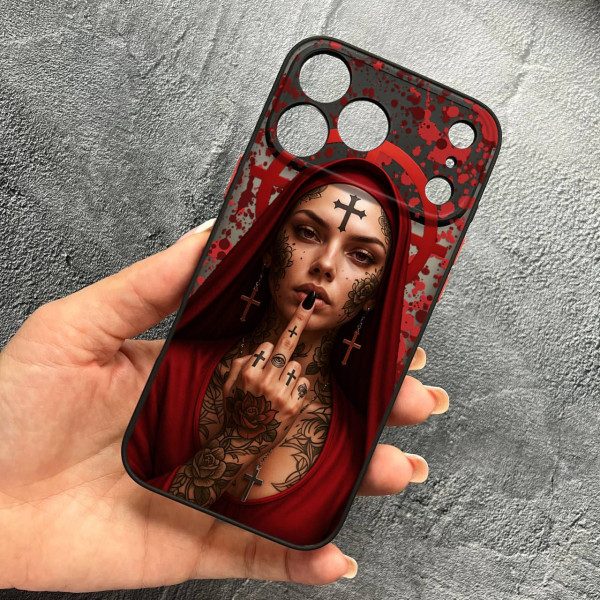 Чехол для iPhone 17 Pro Max с защитой камеры Монашка бунтарка