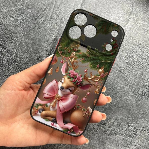 Чехол для iPhone 17 Pro Max с защитой камеры новогодний Рождественский олененок