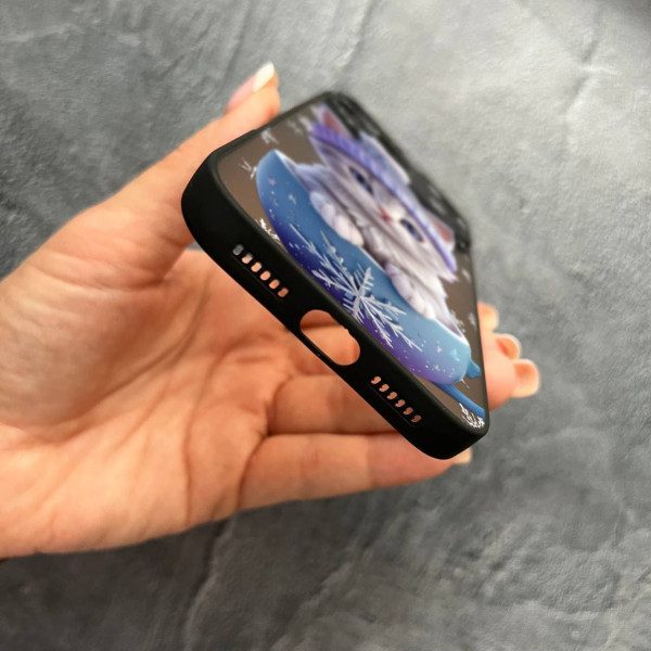Чехол для iPhone 17 Pro Max с защитой камеры новогодний котенок в чашке