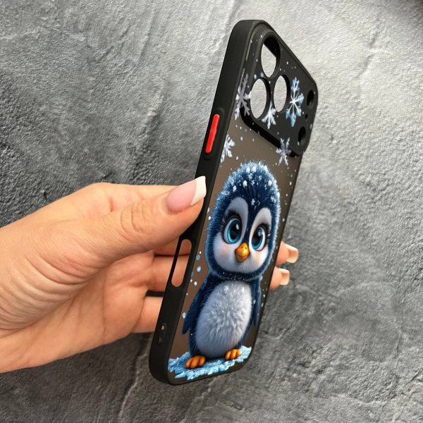 Чехол для iPhone 17 Pro Max с защитой камеры новогодний милый пингвин