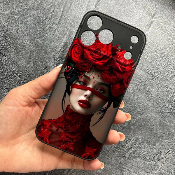Чехол для iPhone 17 Pro Max с защитой камеры с девочкой и лентой