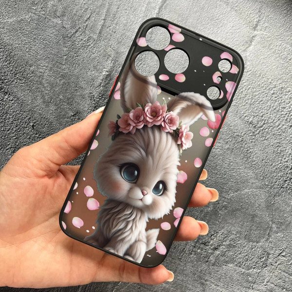 Чехол для iPhone 17 Pro Max с защитой камеры с зайкой в ​​лепестках