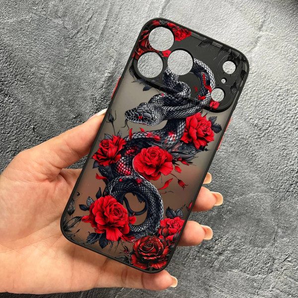 Чехол для iPhone 17 Pro Max с защитой камеры со змеей в цветах