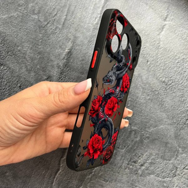 Чехол для iPhone 17 Pro Max с защитой камеры со змеей в цветах
