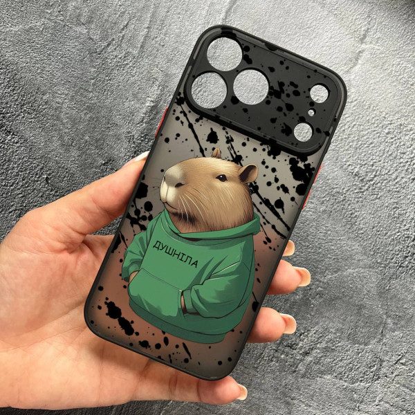 Чехол для iPhone 17 Pro Max с защитой камеры с капибарой