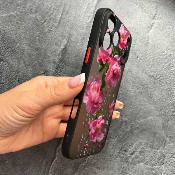 Чехол для iPhone 17 Pro Max с защитой камеры с цветами и дождем