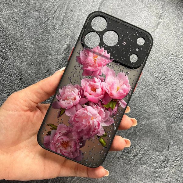 Чехол для iPhone 17 Pro Max с защитой камеры с цветами и каплями