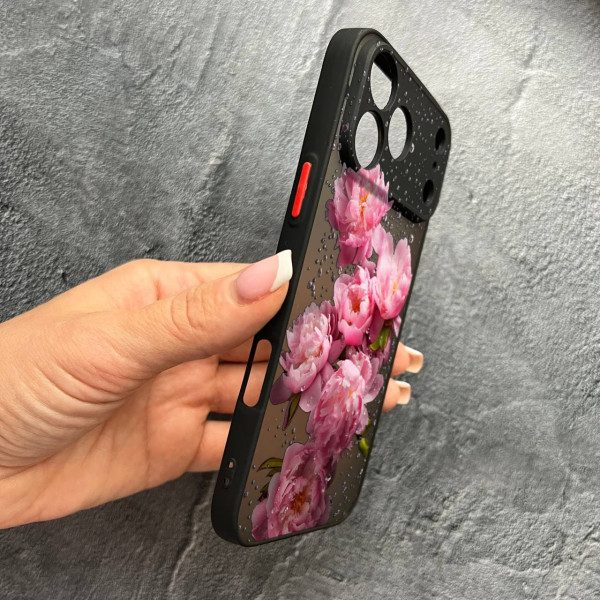 Чехол для iPhone 17 Pro Max с защитой камеры с цветами и каплями