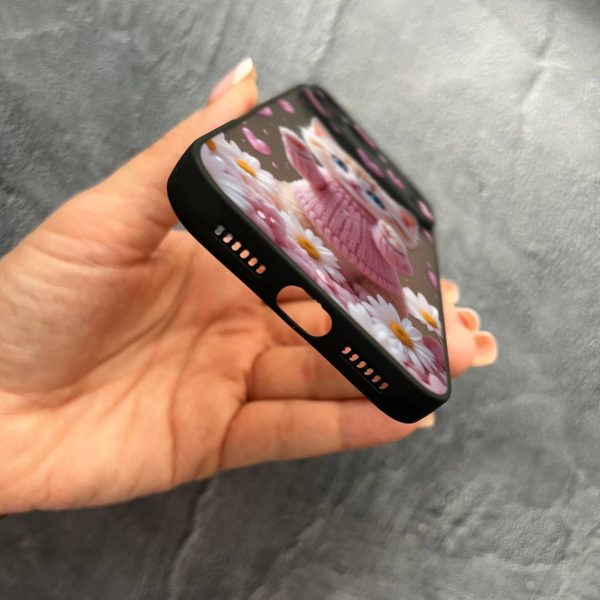 Чехол для iPhone 17 Pro Max с защитой камеры с котом в цветах ромашки