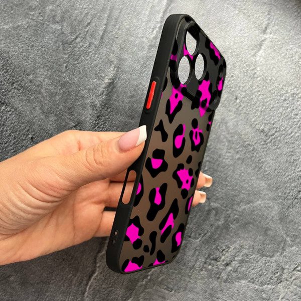Чехол для iPhone 17 Pro Max с защитой камеры с леопардом розовым