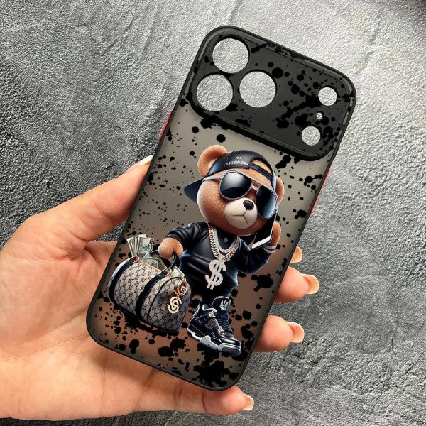 Чeхол для iPhone 17 Pro Max с защитой камеры с мишкой Тедди