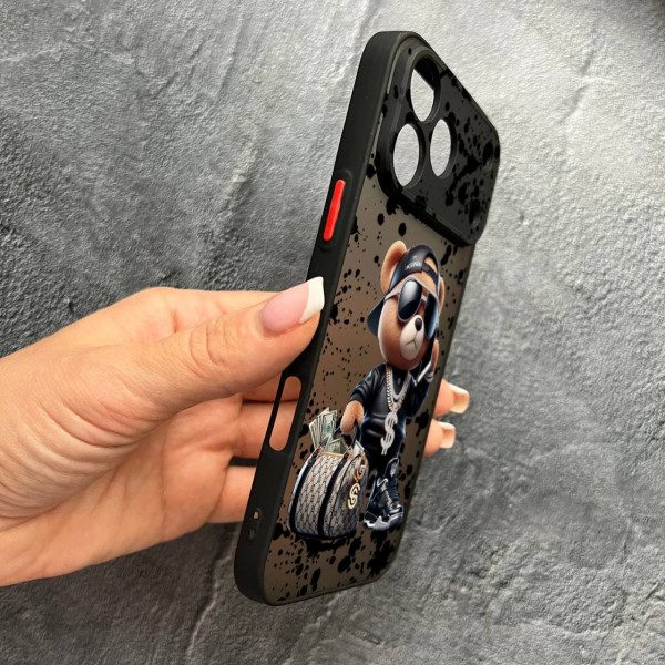 Чeхол для iPhone 17 Pro Max с защитой камеры с мишкой Тедди