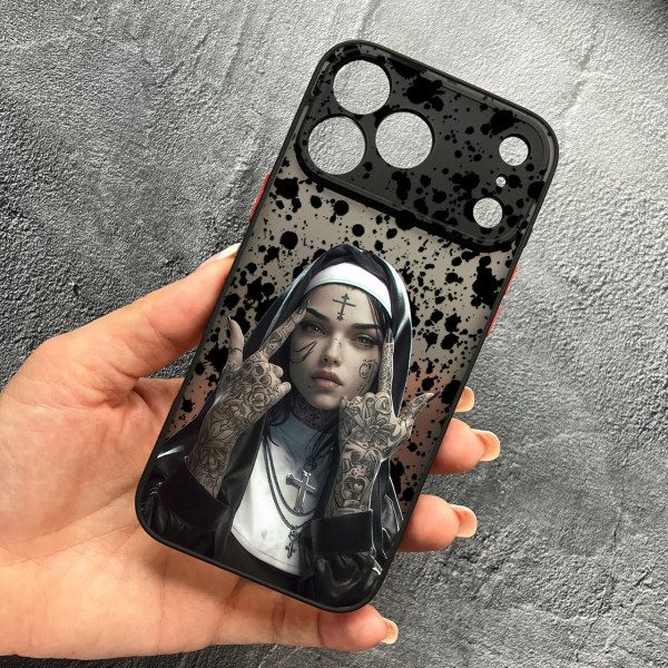 Чехол для iPhone 17 Pro Max с защитой камеры с девочкой монахиней