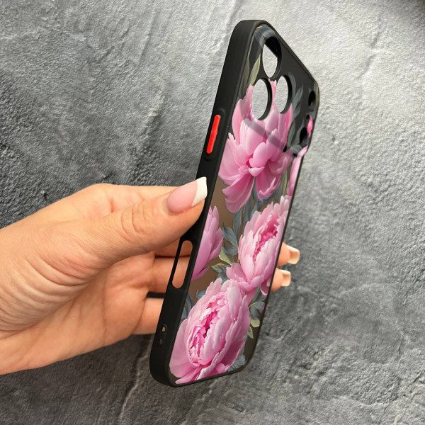 Чехол для iPhone 17 Pro Max с защитой камеры с цветами пионами крупными