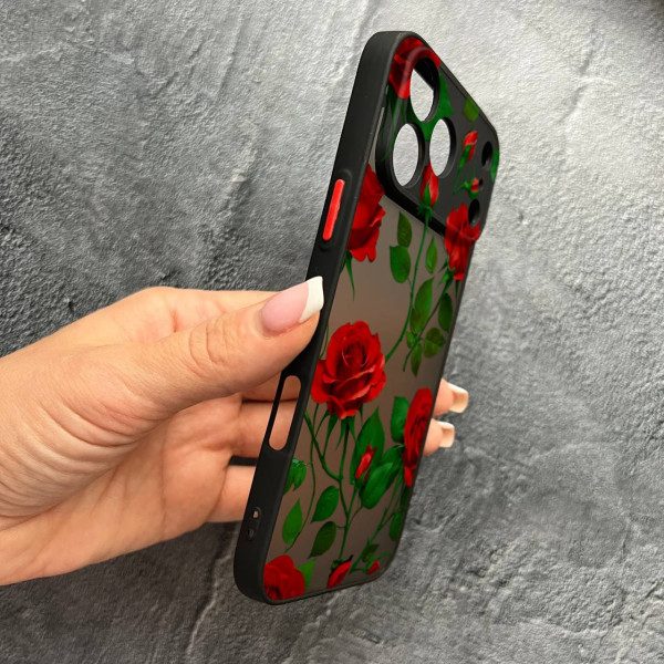 Чехол для iPhone 17 Pro Max с защитой камеры с цветами красные розы
