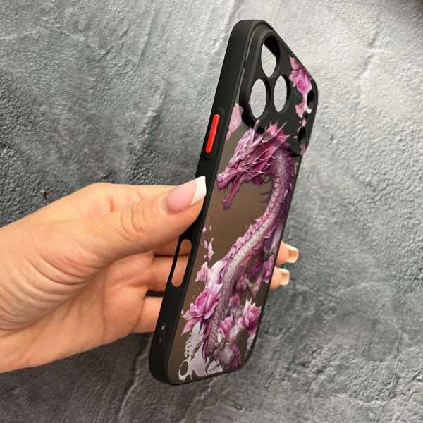 Чехол для iPhone 17 Pro Max с защитой камеры розовый дракон