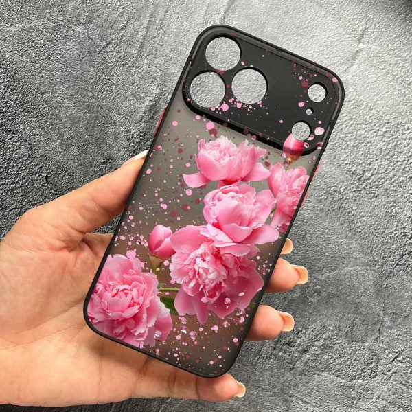 Чехол для iPhone 17 Pro Max с защитой камеры пионы весенние