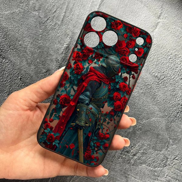 Чехол для iPhone 17 Pro Max с защитой камеры рыцарь в розах