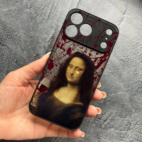 Чехол для iPhone 17 Pro Max с защитой камеры Мона Лиза с вином