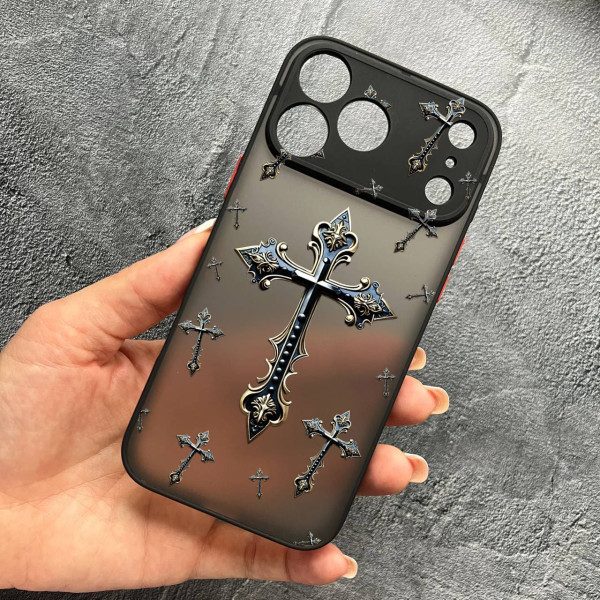 Чехол для iPhone 17 Pro Max с защитой камеры с крестом