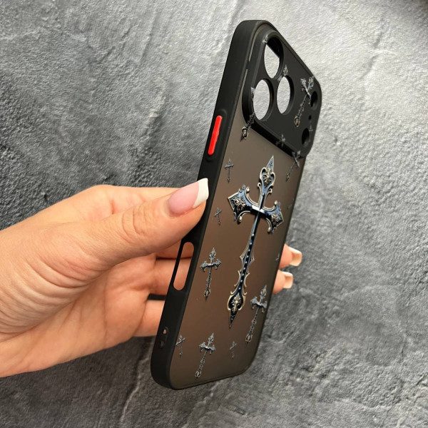 Чехол для iPhone 17 Pro Max с защитой камеры с крестом