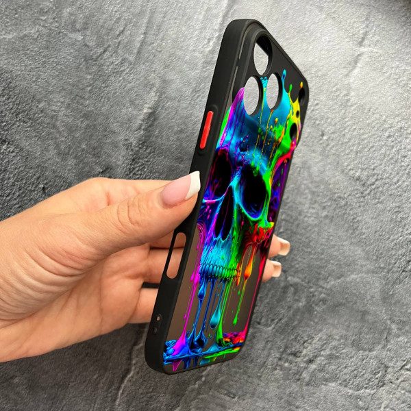 Чехол для iPhone 17 Pro Max с защитой камеры череп цветной