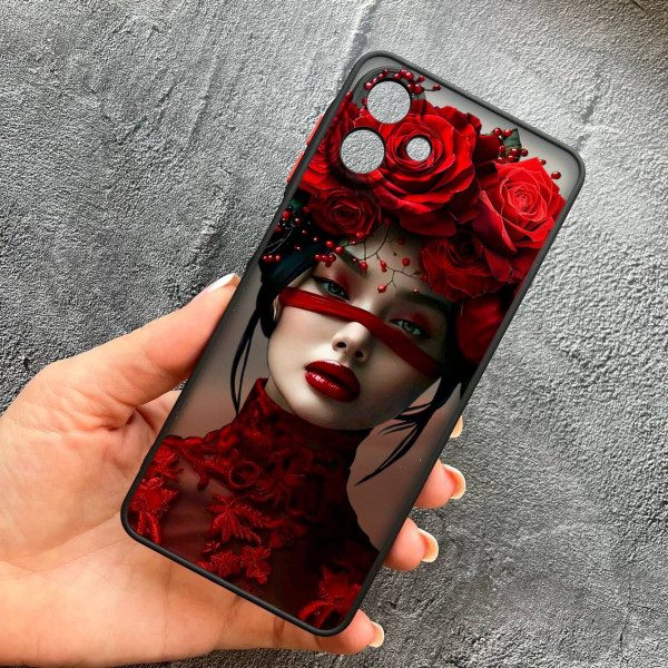 Чехол для Samsung Galaxy A07 с защитой камеры с девочкой и лентой