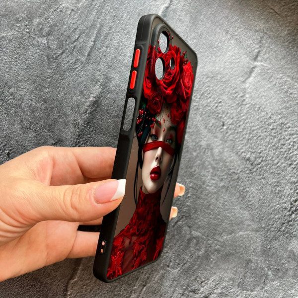 Чехол для Samsung Galaxy A07 с защитой камеры с девочкой и лентой