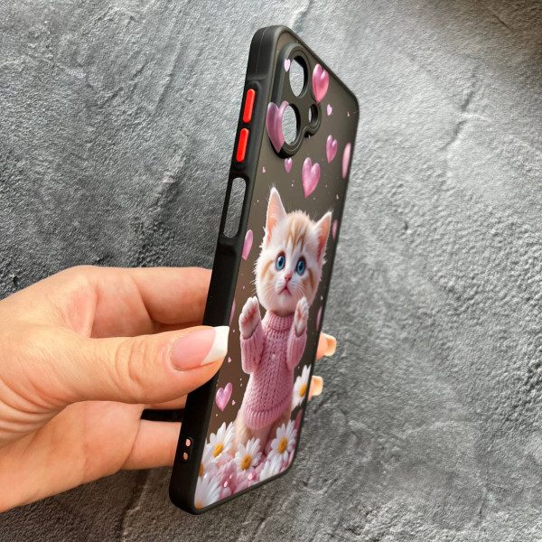 Чохол для Samsung Galaxy A07 з захистом камери з котиком в квітах ромашки