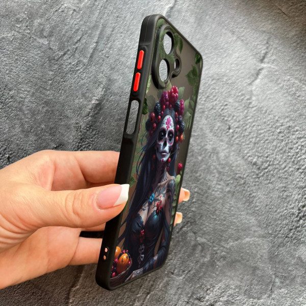 Чохол для Samsung Galaxy A07 з захистом камери дівчина Санта-Муерте та листями