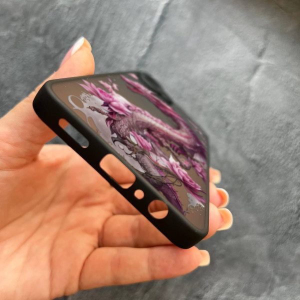 Чехол для Samsung Galaxy A07 с защитой камеры розовый дракон
