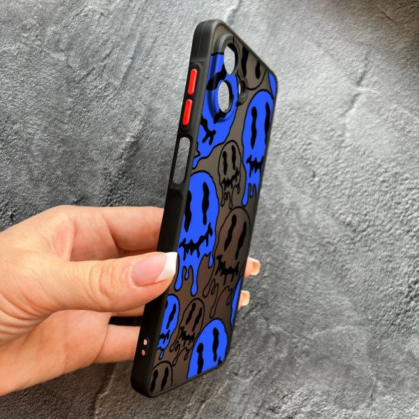 Чохол для Samsung Galaxy A07 з захистом камери привиди-смайлики сині