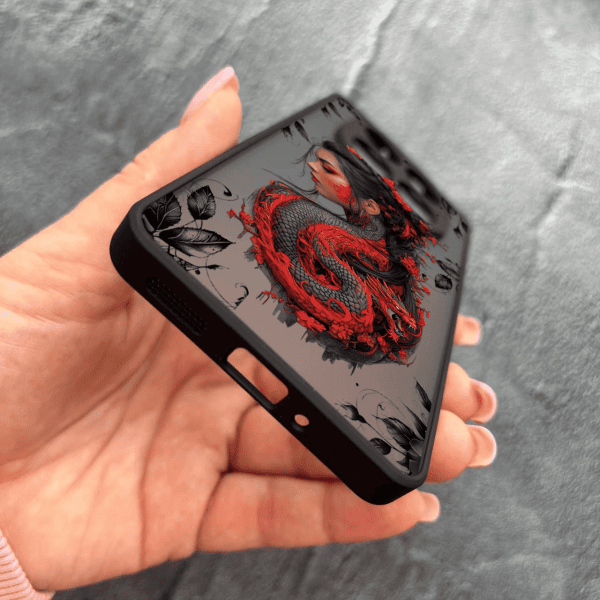 Чехол для Xiaomi Redmi Note 15 Pro 5G с защитой камеры девушка с драконом