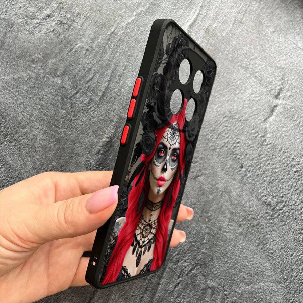 Чехол для Xiaomi Redmi Note 15 Pro 5G с защитой камеры девушка Санта-Муэрте в розах