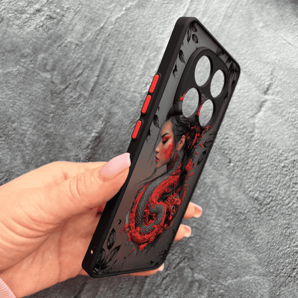 Чехол для Xiaomi Redmi Note 15 Pro 4G с защитой камеры девушка с драконом